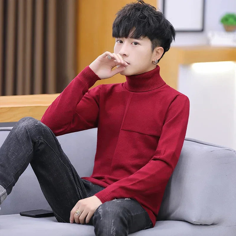 NEW Turtleneck Warm Sweater Slim Fit Knit Double Neck Pullover | tif-shop24.de