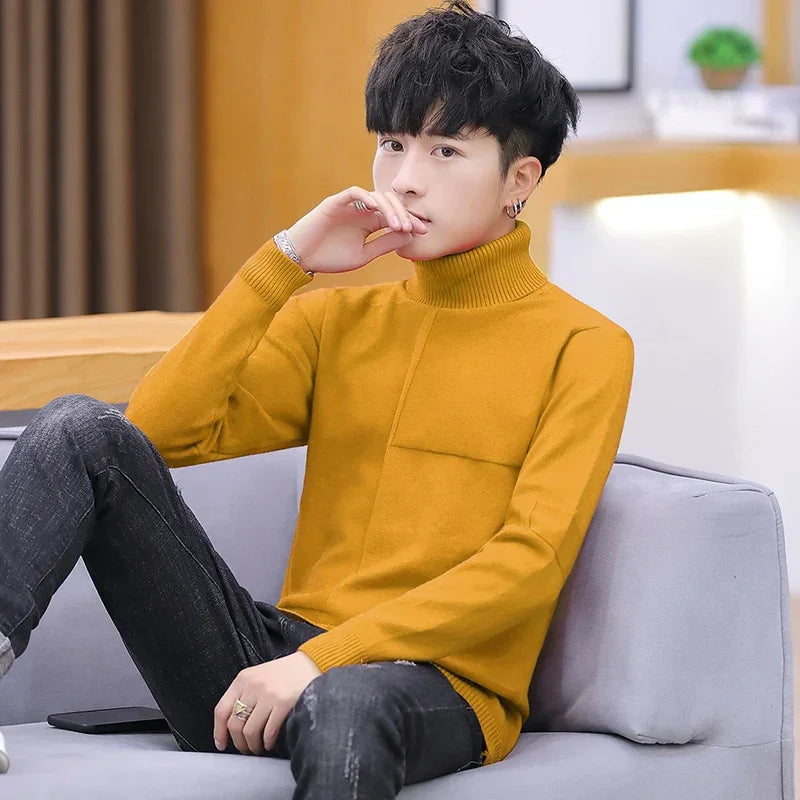 NEW Turtleneck Warm Sweater Slim Fit Knit Double Neck Pullover - tif-shop24.de