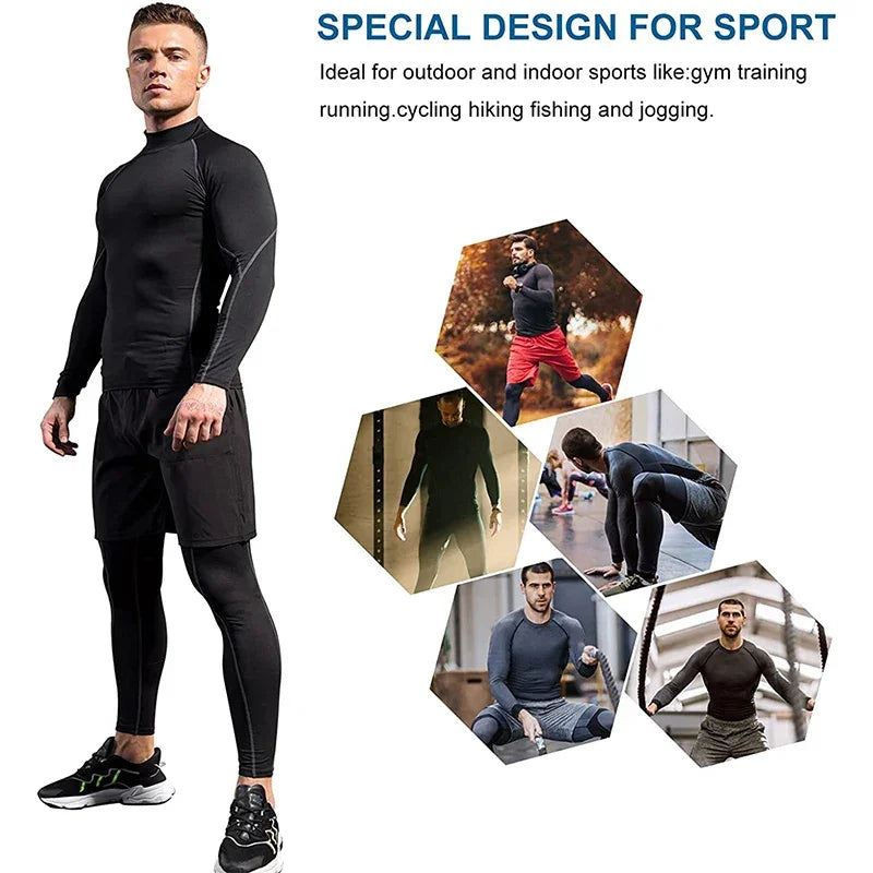 Men Sport T-shirt Quick Dry Bodybuilding Running Shirt Long Sleeve Compression Top Gym T Shirt Men Fitness Tight Rashgard | tif-shop24.de
