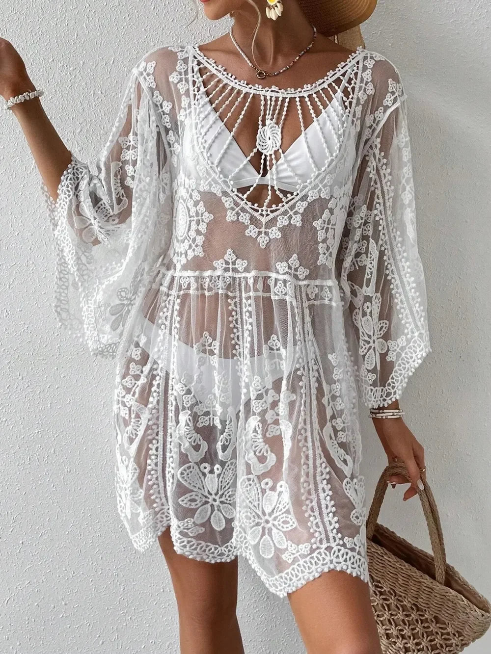 Lace Round Neck Cover-Up - tif-shop24.de