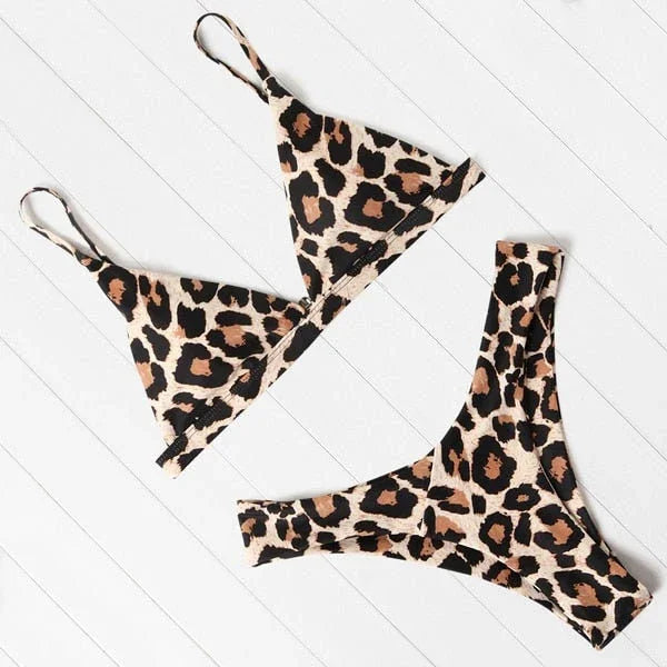 OMKAGI Bikini Micro Leopard Badeanzug Set mit hohem Schnitt - tif-shop24.de