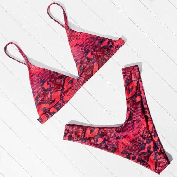 OMKAGI Bikini Micro Leopard Badeanzug Set mit hohem Schnitt - tif-shop24.de