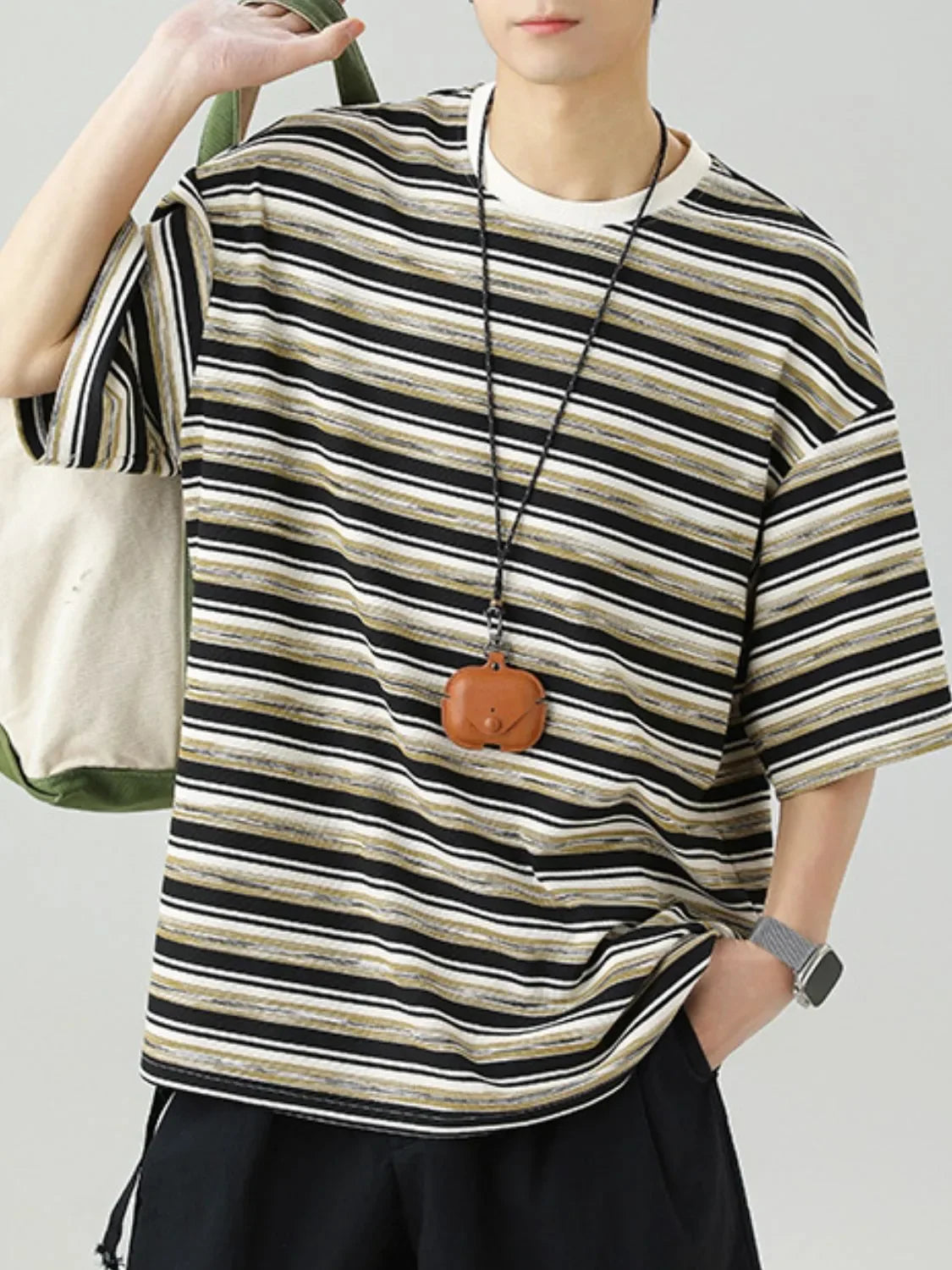 Men's Striped Round Neck Striped T-Shirt - tif-shop24.de