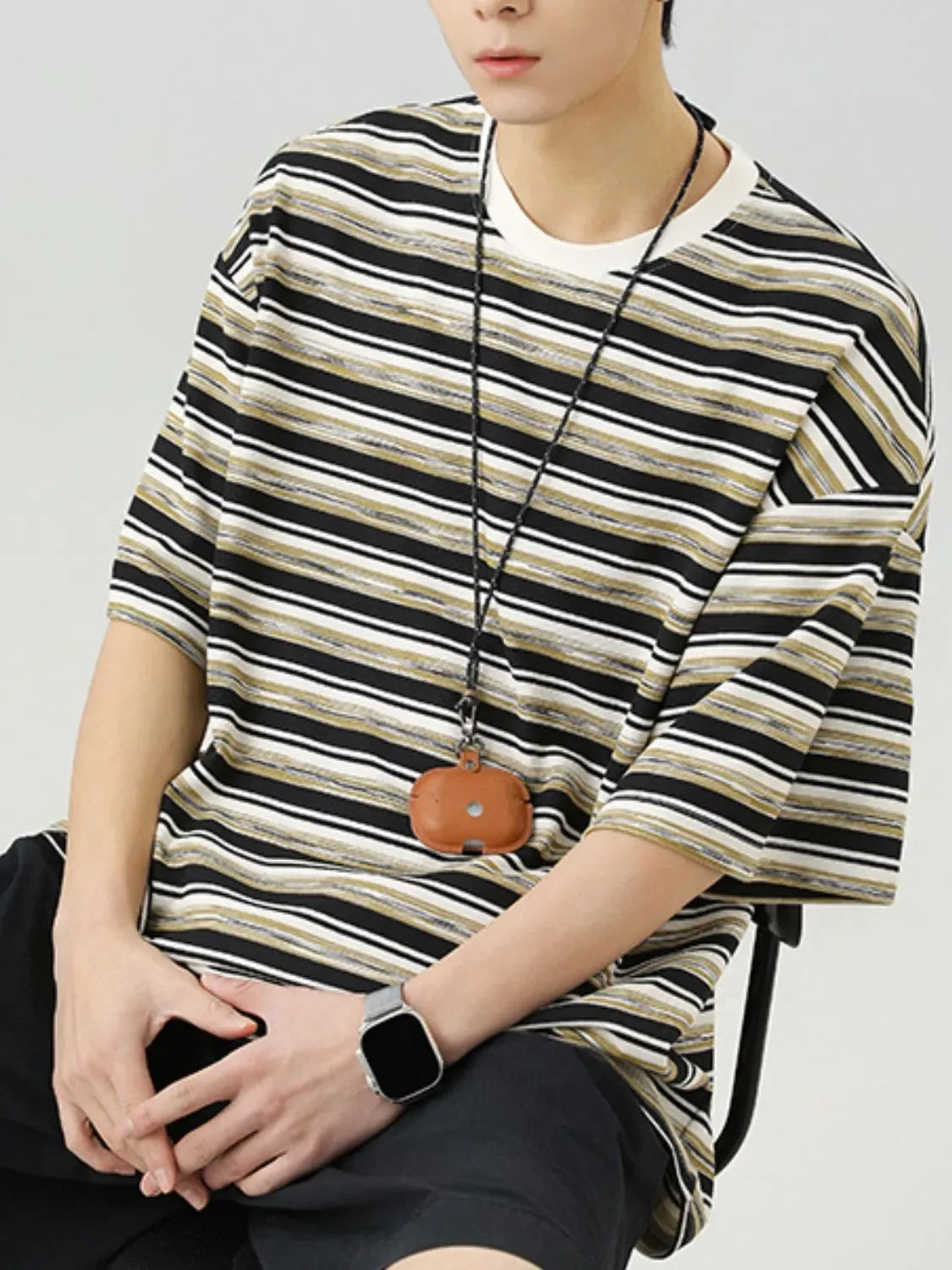 Men's Striped Round Neck Striped T-Shirt - tif-shop24.de