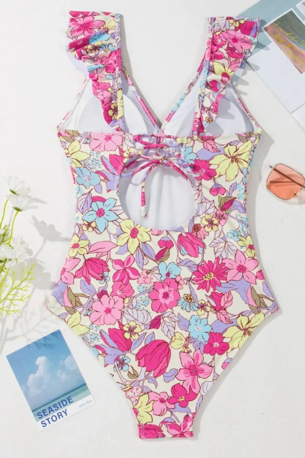 Floral Ruffle Trim Tummy Control One Piece Swimsuit - tif-shop24.de