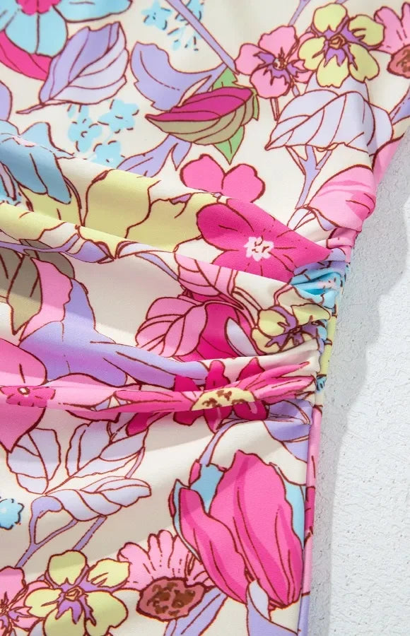 Floral Ruffle Trim Tummy Control One Piece Swimsuit - tif-shop24.de