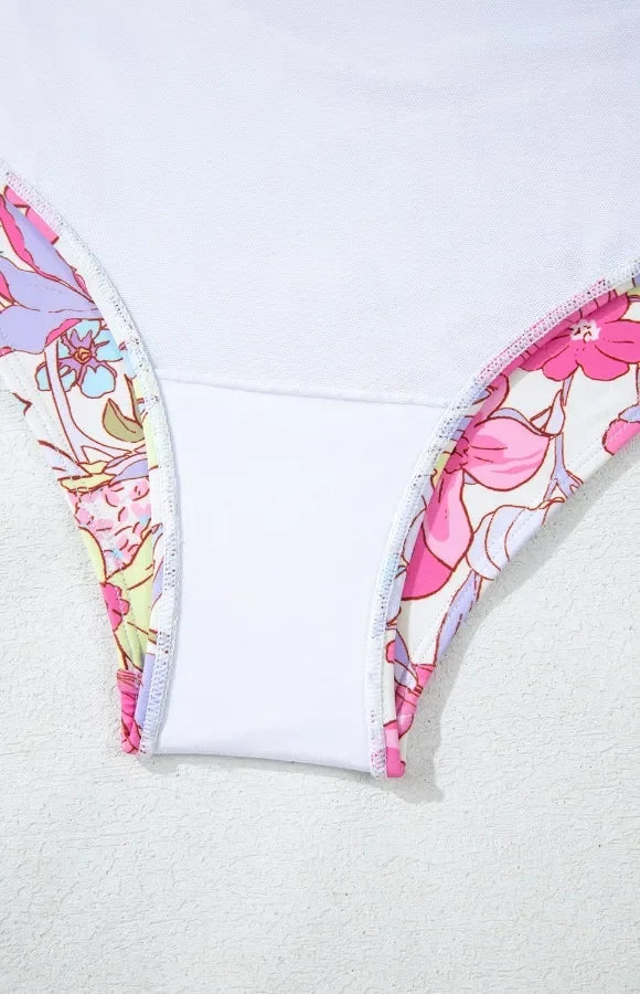 Floral Ruffle Trim Tummy Control One Piece Swimsuit - tif-shop24.de