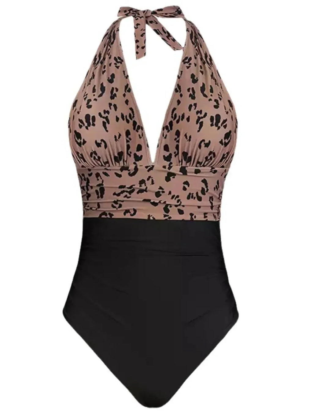 Full Size Leopard Halter Neck One-Piece Swimwear Plus Size - tif-shop24.de