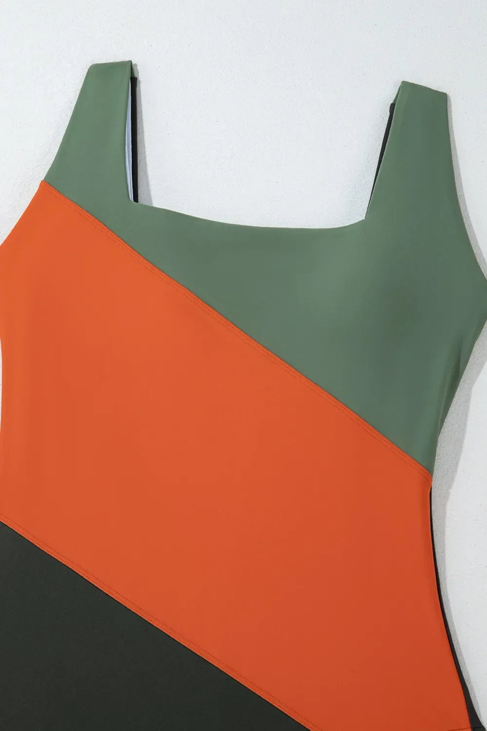 Color Block Padded Square Neck One Piece Swimsuit - tif-shop24.de