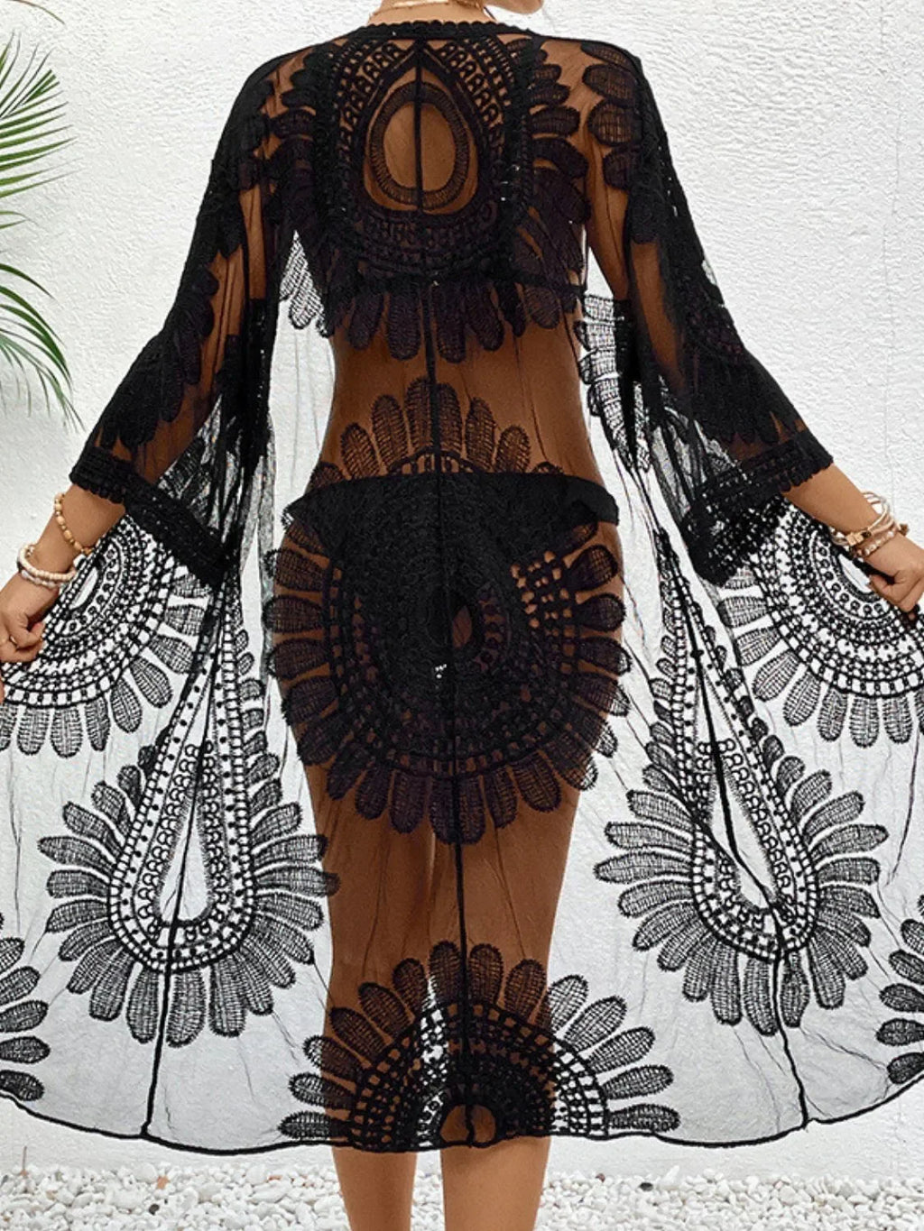 Lace Open Front Longline Cover-Up - tif-shop24.de