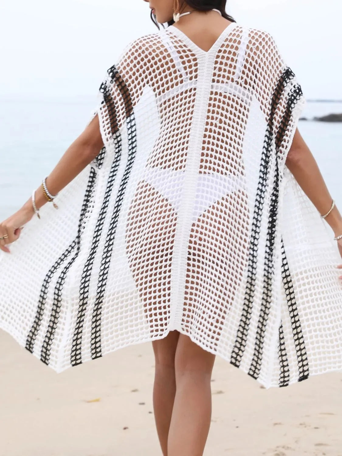 Open Front Contrast Openwork Cover-Up - tif-shop24.de