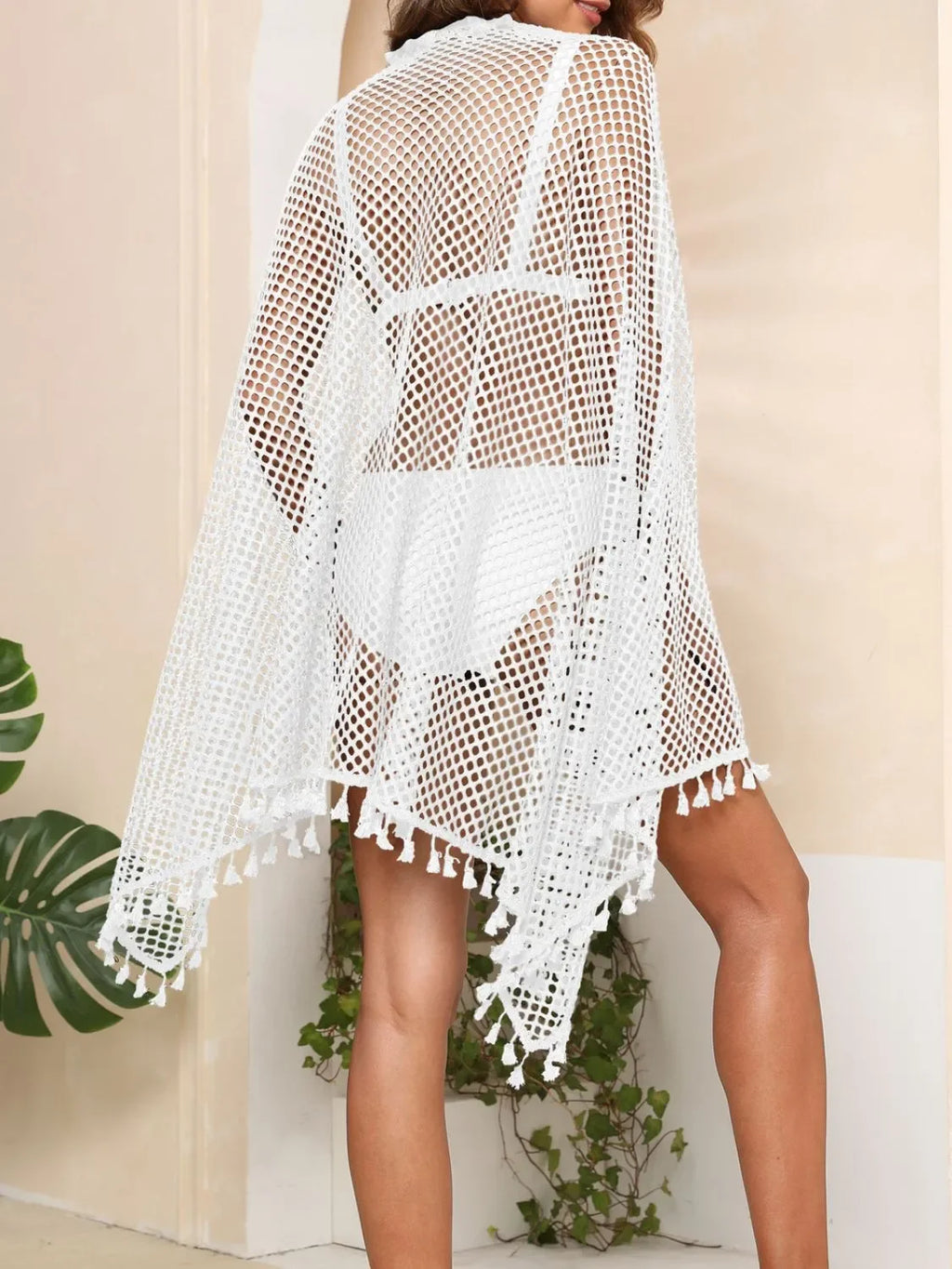 Tassel Openwork Open Front Cover-Up - tif-shop24.de