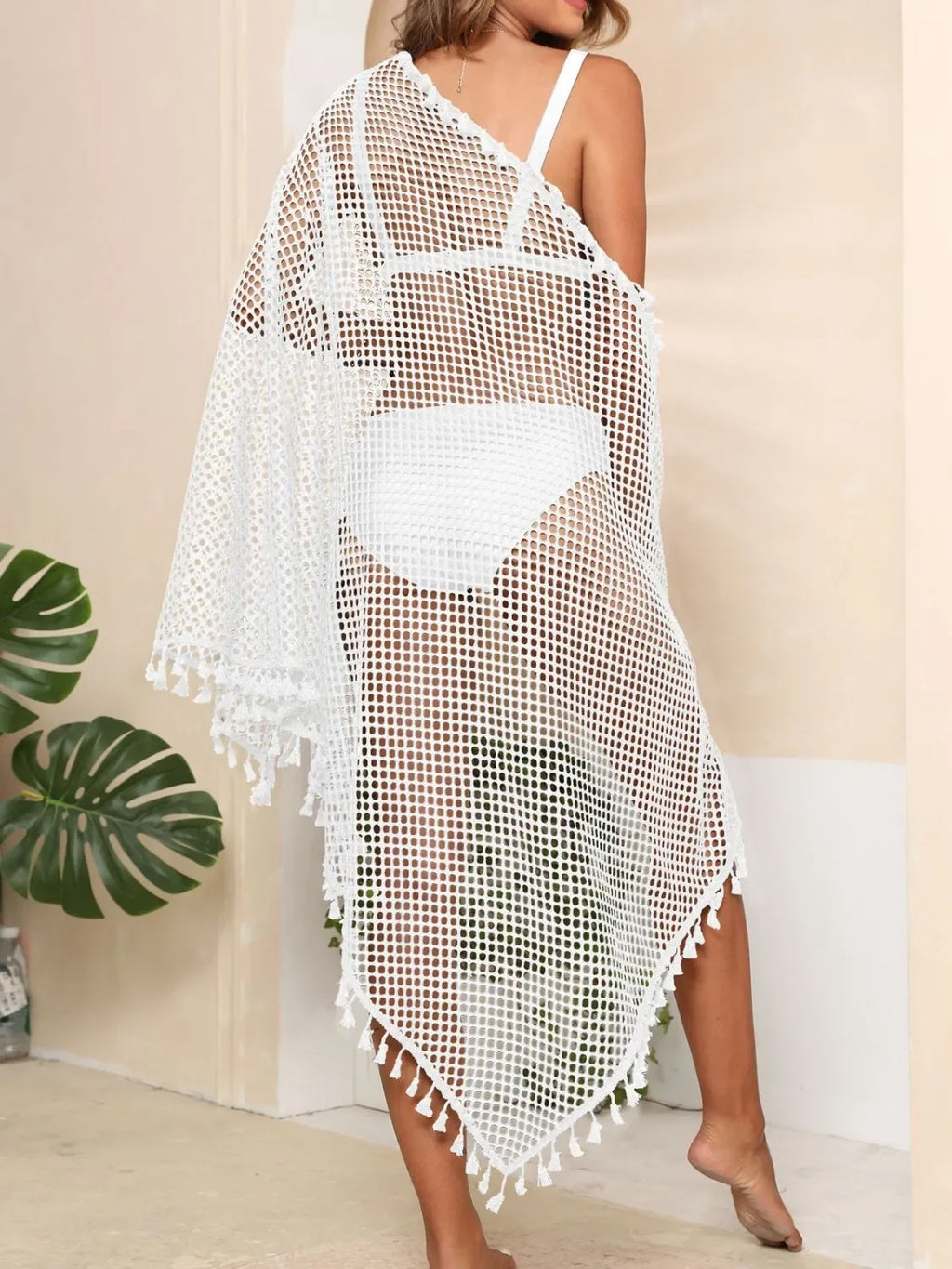 Tassel Openwork Open Front Cover-Up - tif-shop24.de