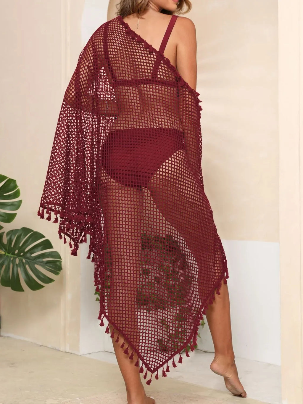Tassel Openwork Open Front Cover-Up - tif-shop24.de