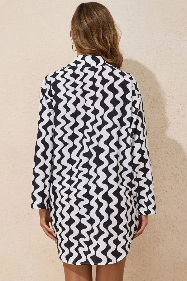 Button Down Contrast Striped Cover-Up - tif-shop24.de