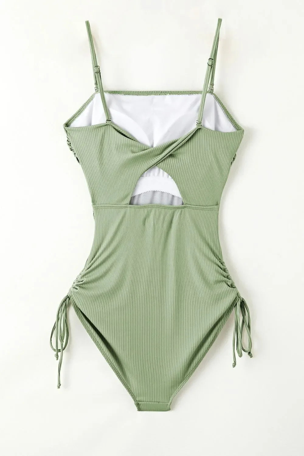 Ribbed Drawstring Sides Cutout One Piece Swimsuit - tif-shop24.de