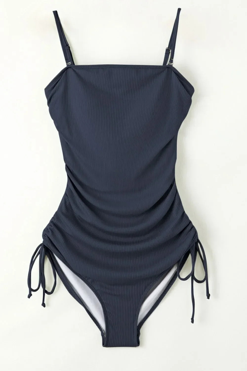 Ribbed Drawstring Sides Cutout One Piece Swimsuit - tif-shop24.de