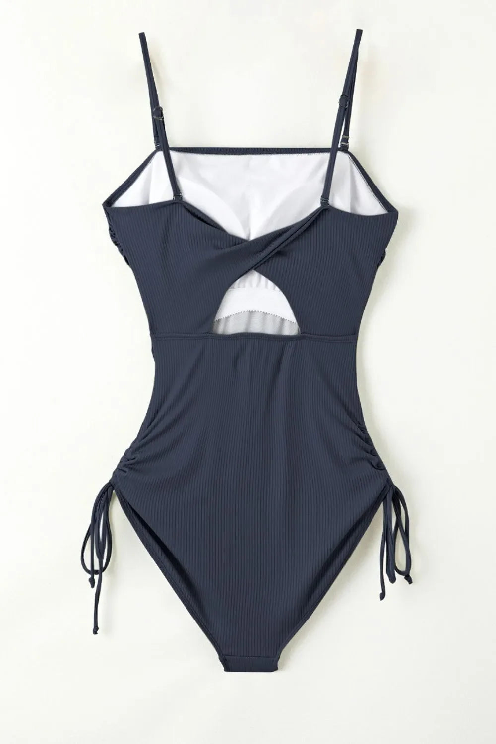 Ribbed Drawstring Sides Cutout One Piece Swimsuit - tif-shop24.de