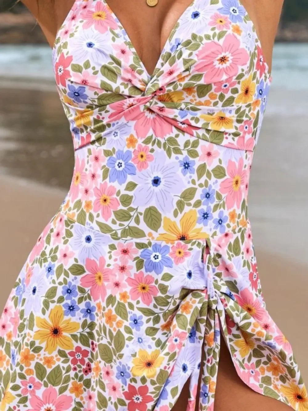 Twisted Front Crisscross Double Spaghetti Strap One-Piece Swimwear - tif-shop24.de