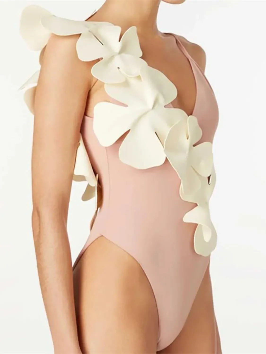 Contrast Flower Spaghetti Strap One-Piece Swimwear - tif-shop24.de