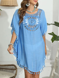 Tassel Crochet Round Neck Cover-Up - tif-shop24.de