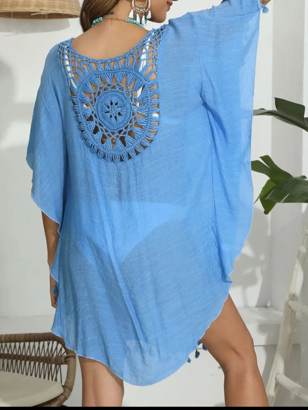 Tassel Crochet Round Neck Cover-Up - tif-shop24.de