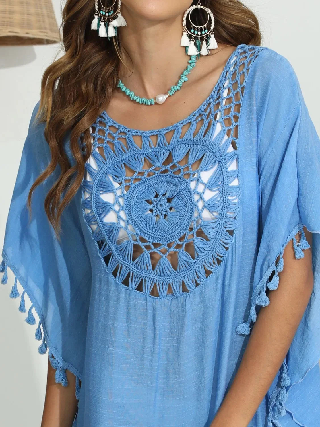 Tassel Crochet Round Neck Cover-Up - tif-shop24.de