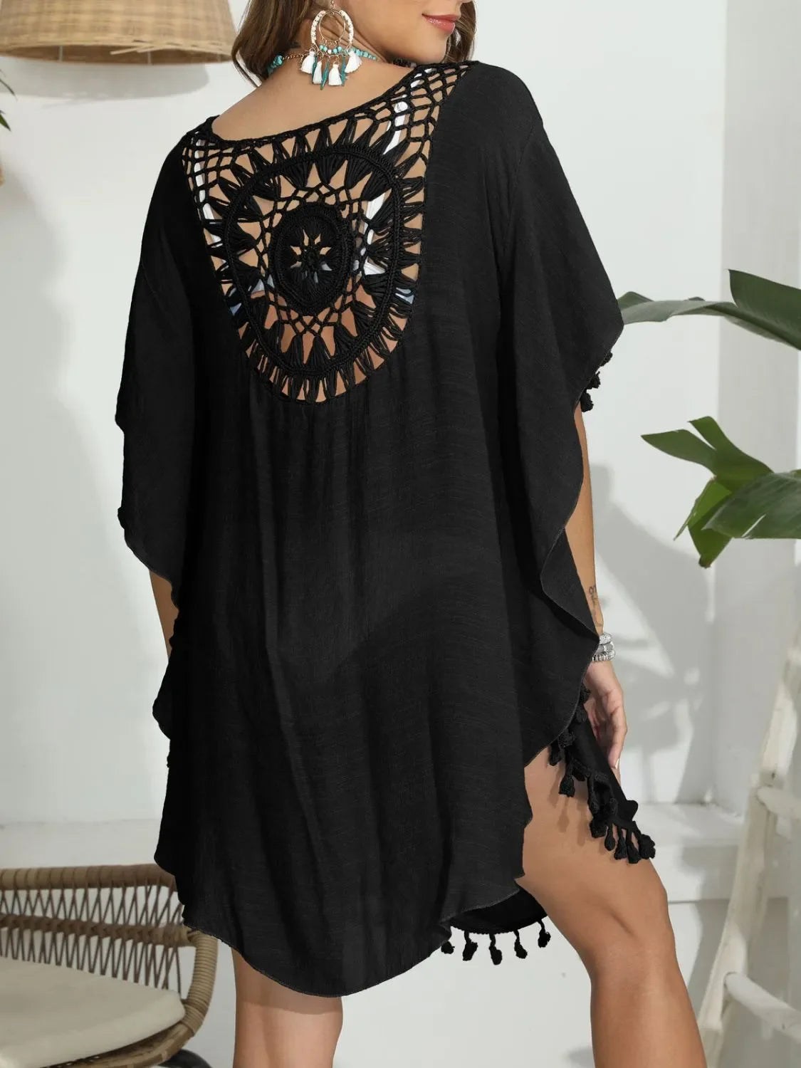 Tassel Crochet Round Neck Cover-Up - tif-shop24.de