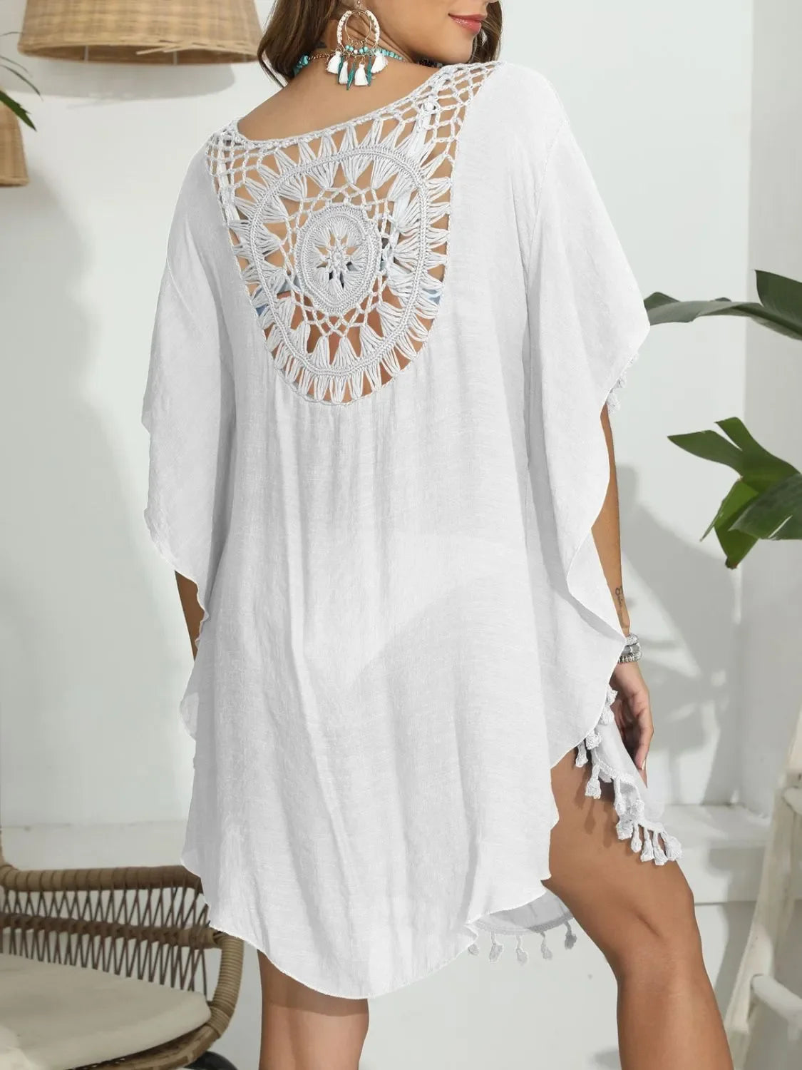 Tassel Crochet Round Neck Cover-Up - tif-shop24.de