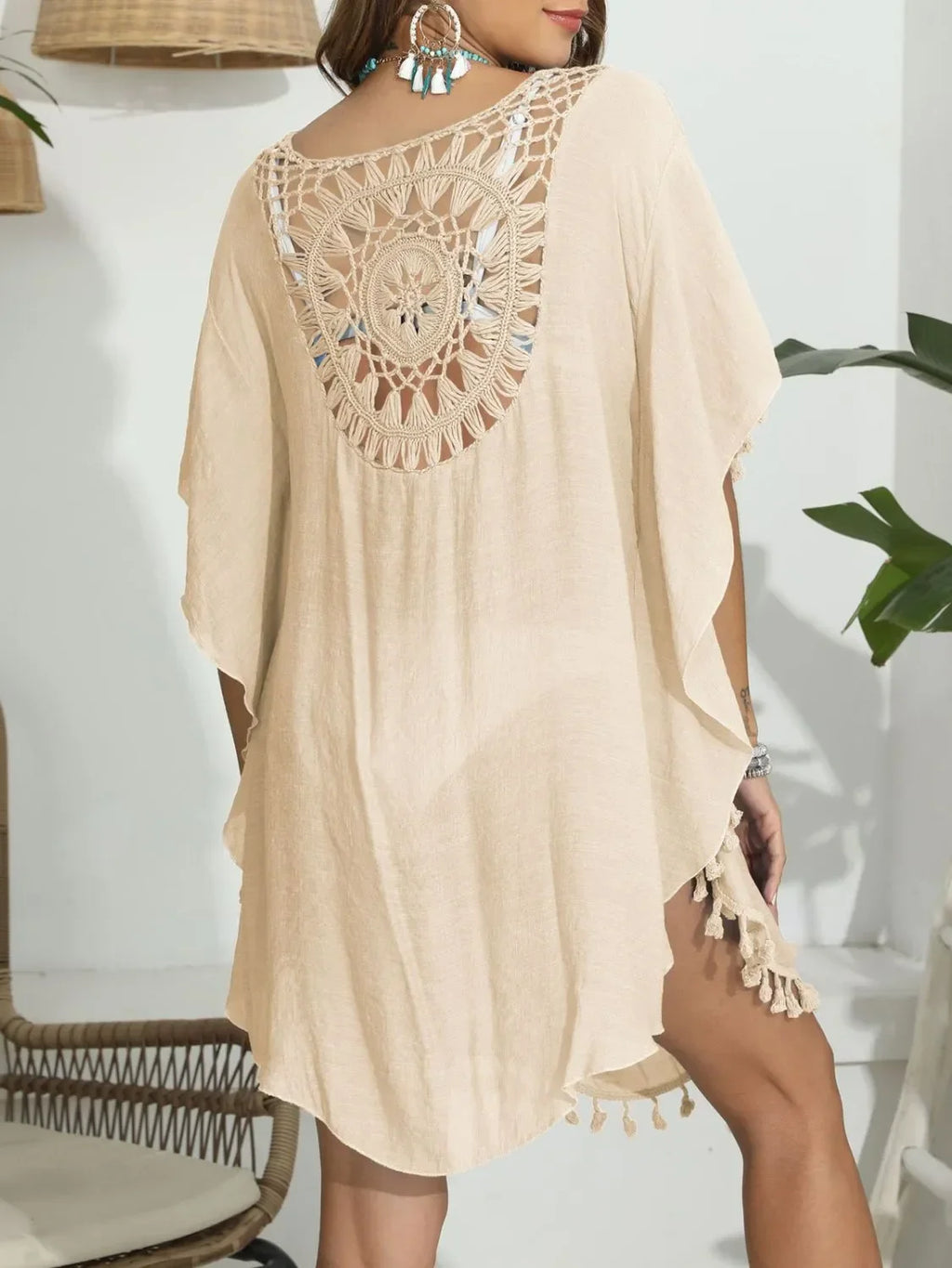 Tassel Crochet Round Neck Cover-Up - tif-shop24.de