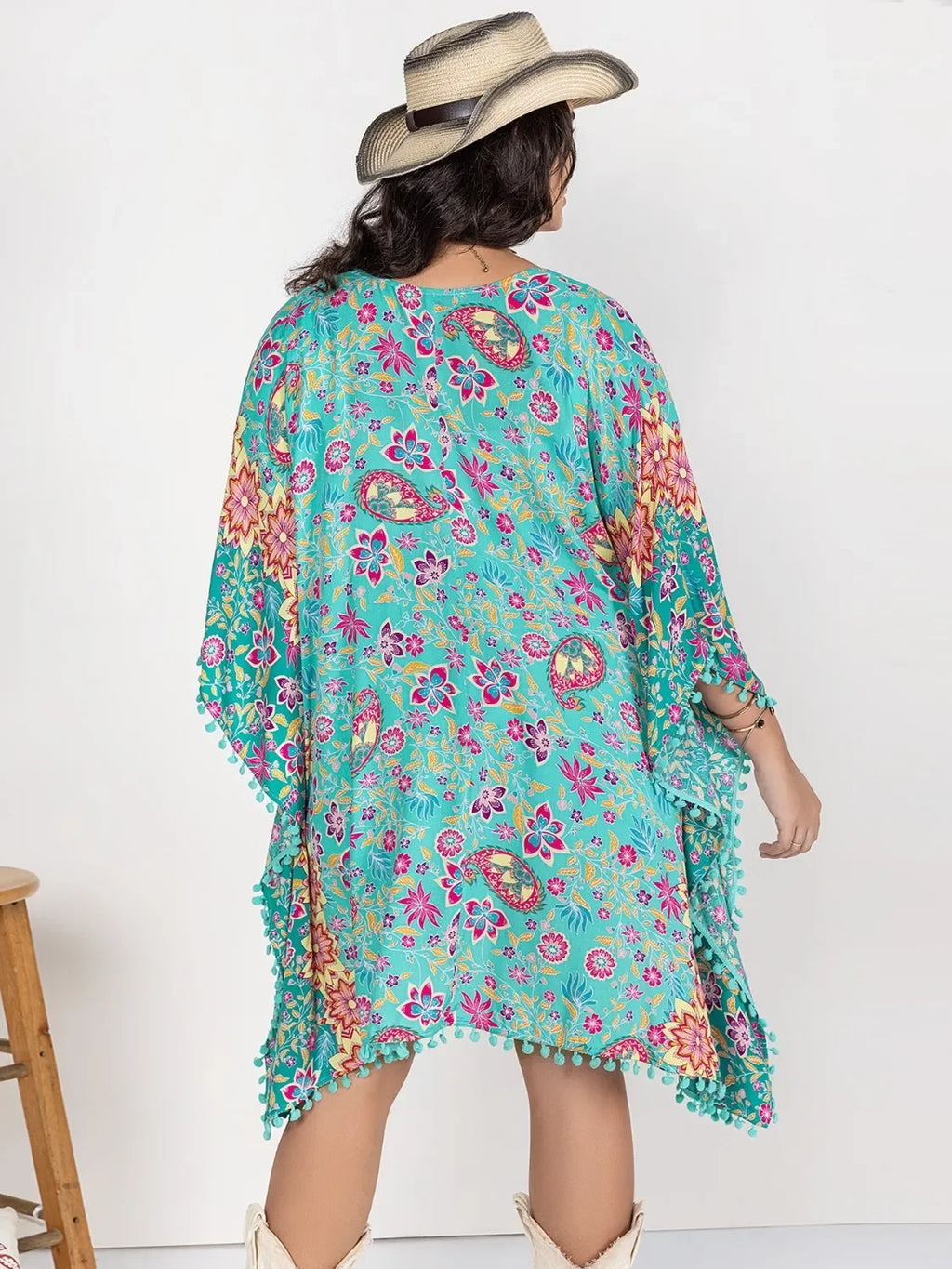 Plus Size Printed Open Front Cover-Up - tif-shop24.de