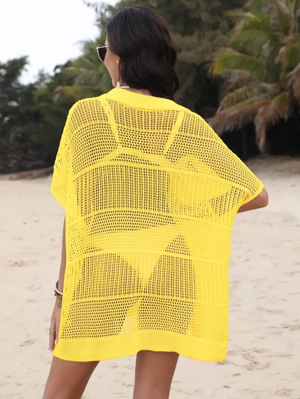 Hollow Out Collared Neck Cover-Up - tif-shop24.de