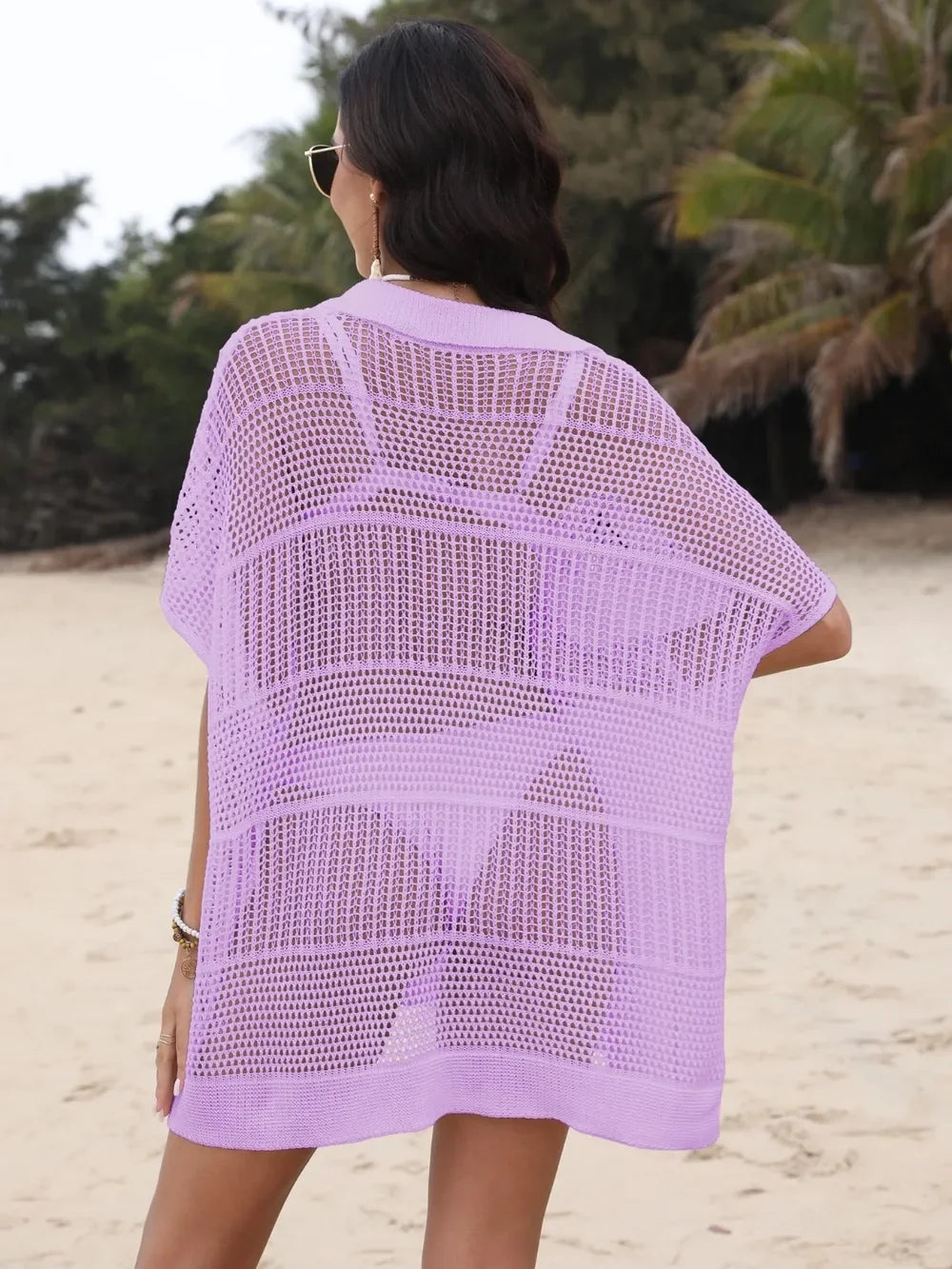 Hollow Out Collared Neck Cover-Up - tif-shop24.de