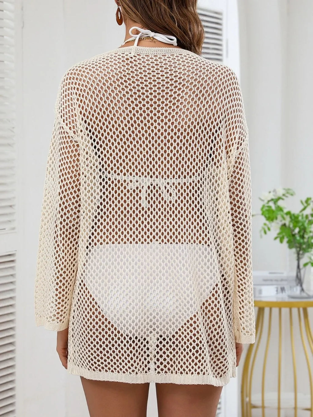 Openwork V-Neck Slit Cover-Up - tif-shop24.de