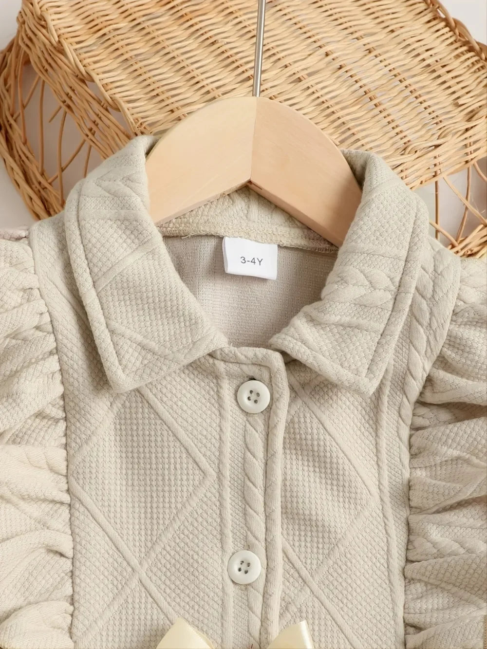 Children's Ruffled Bow Collared Neck Dress - tif-shop24.de