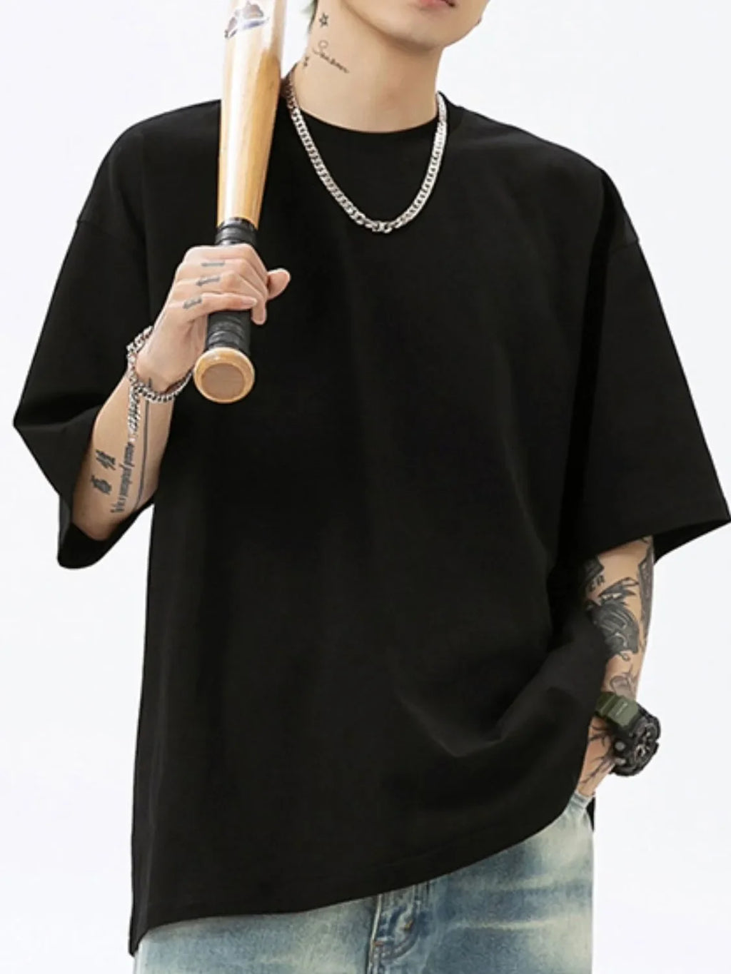 Men's Plus Size Round Neck Half Sleeve T-Shirt - tif-shop24.de