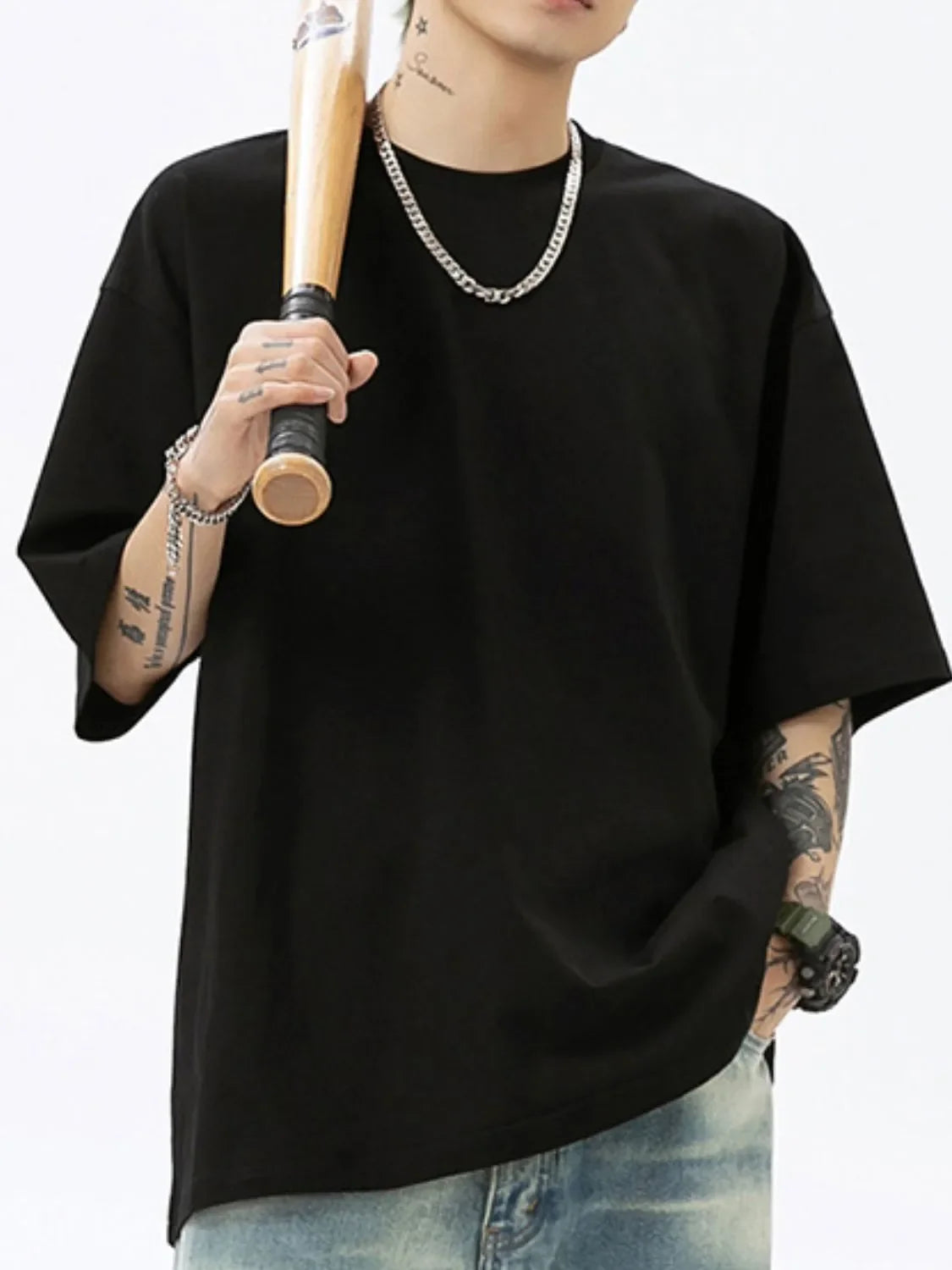 Men's Plus Size Round Neck Half Sleeve T-Shirt - tif-shop24.de