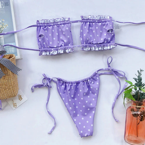 Frill Trim Ruched Bikini Set - tif-shop24.de