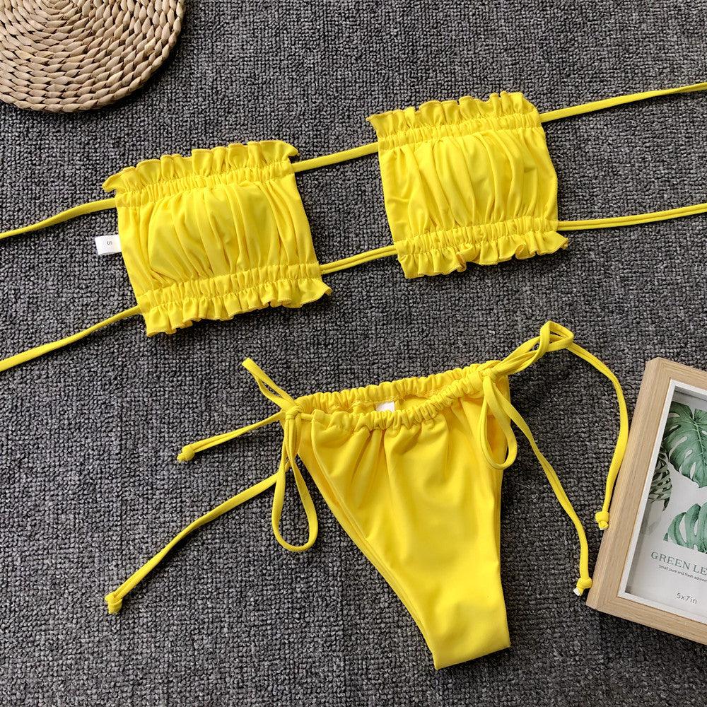 Frill Trim Ruched Bikini Set - tif-shop24.de