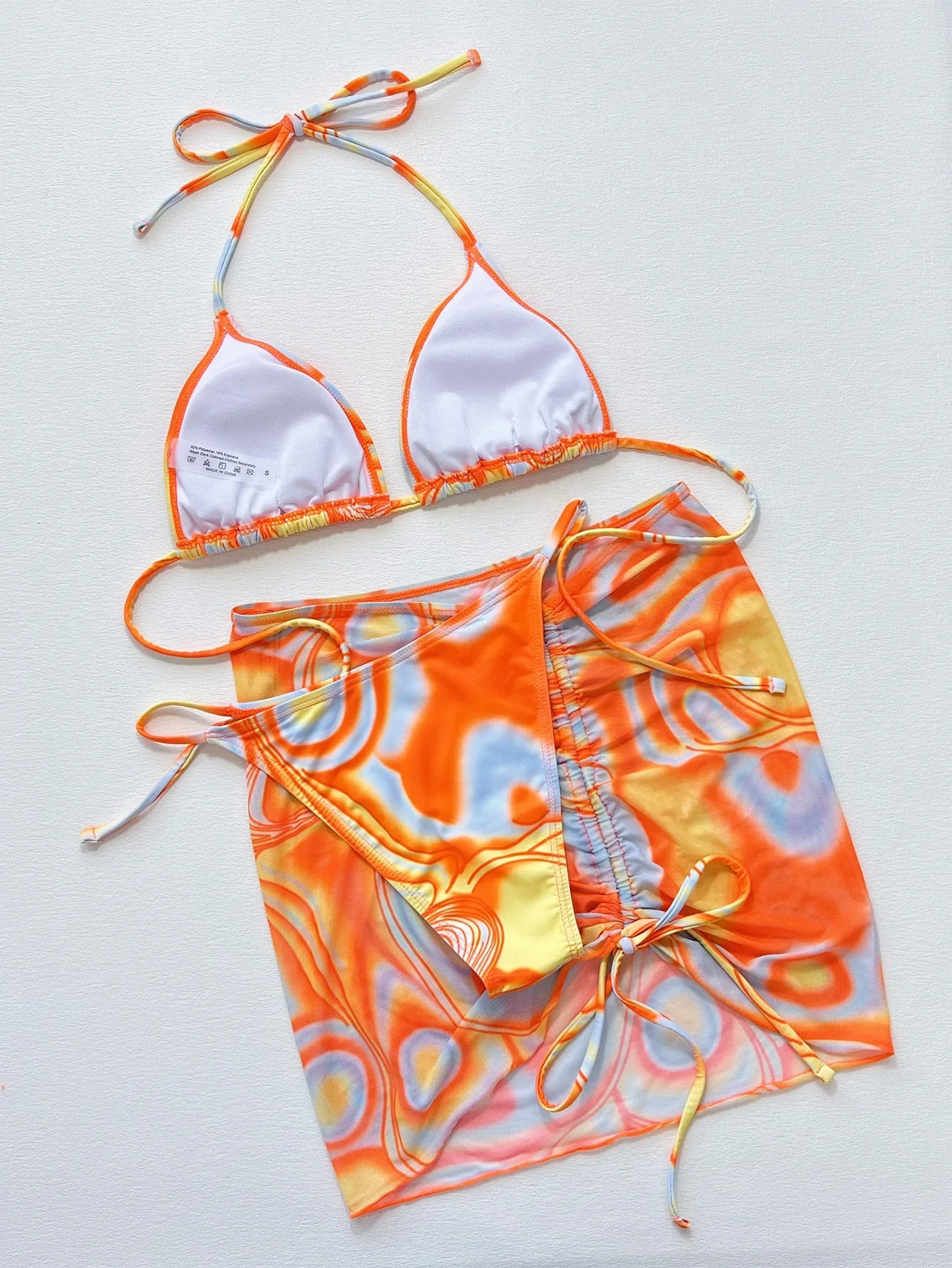 Multicolored Drawstring Ruched Three-Piece Swim Set - tif-shop24.de