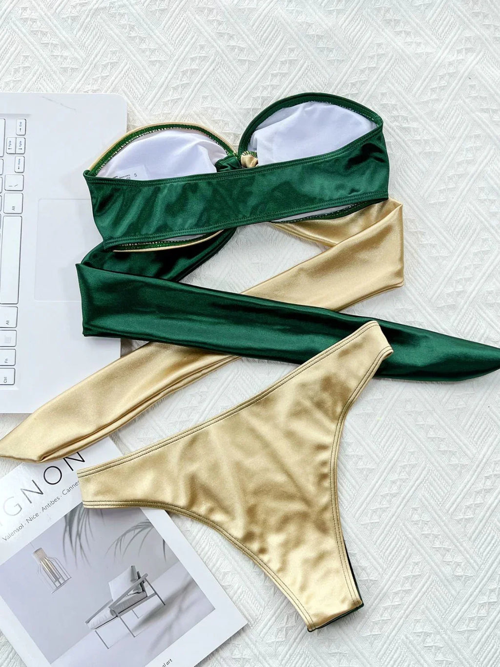 Two-Tone Ring Detail Tied Bikini Set - tif-shop24.de