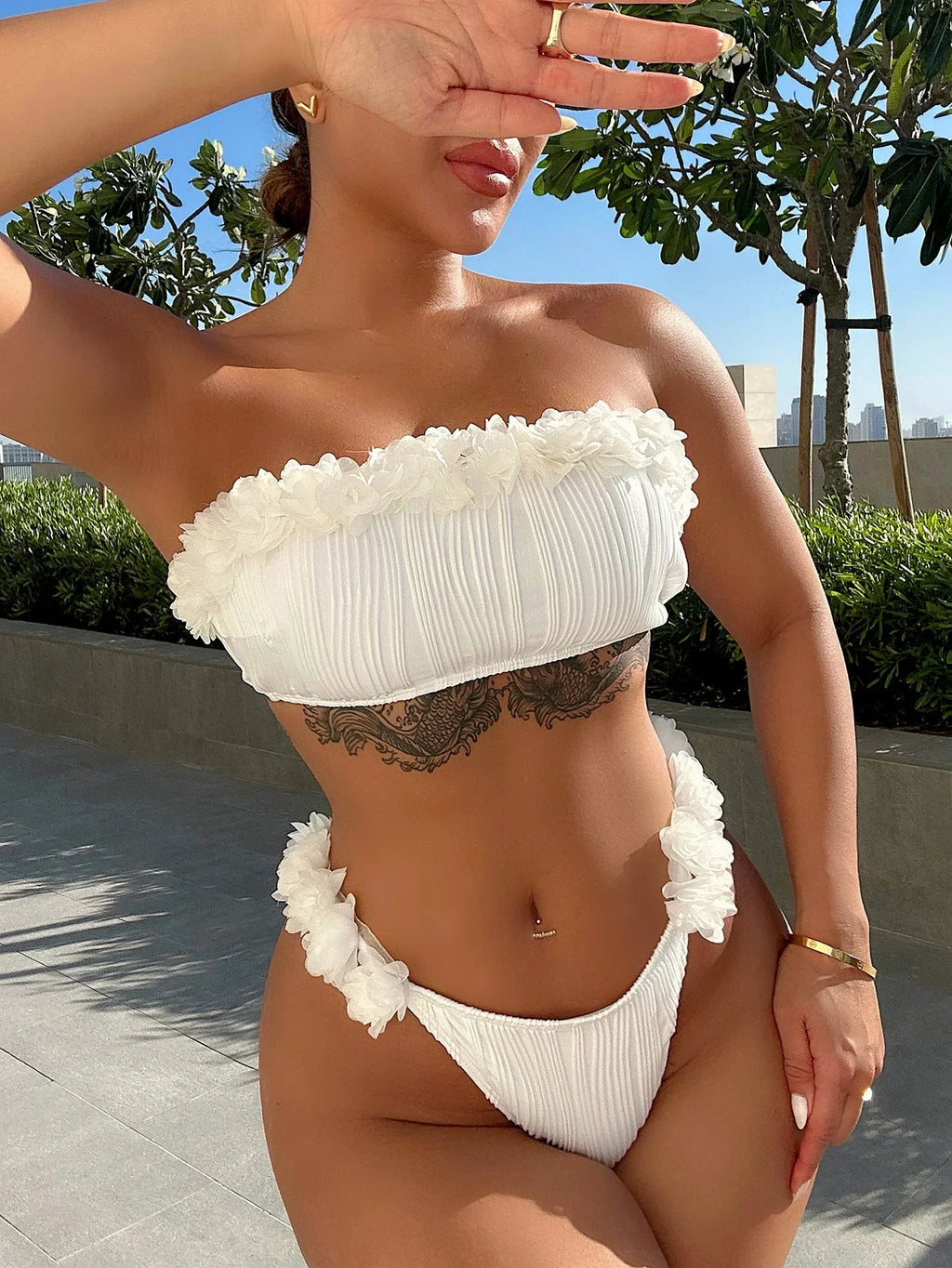 Applique Tie Back Two-Piece Bikini Set - tif-shop24.de