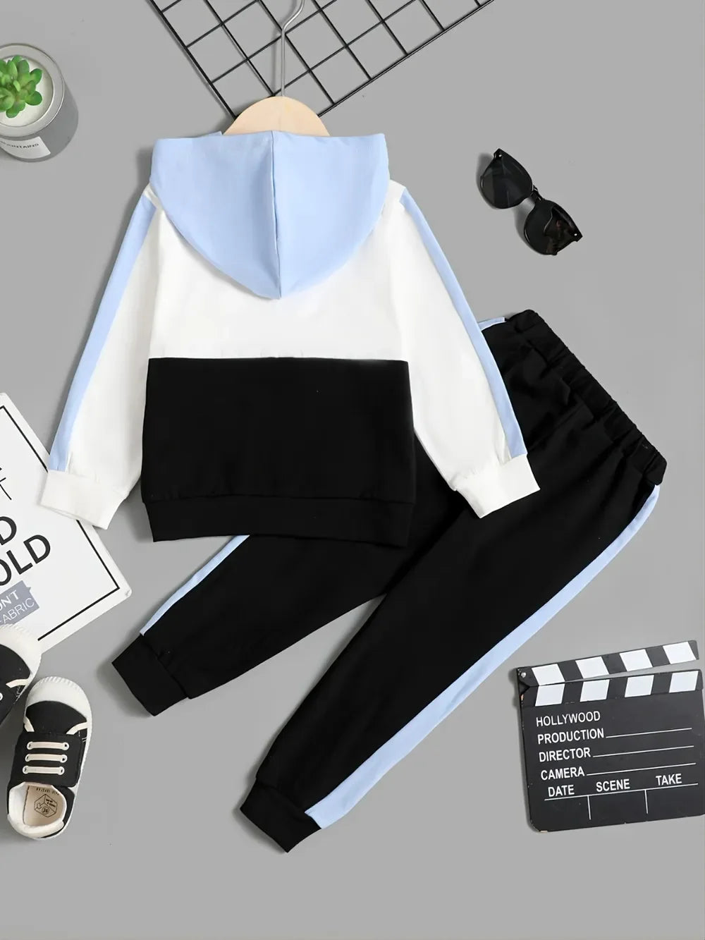 Children's Color Block Hoodie and Pants Set - tif-shop24.de