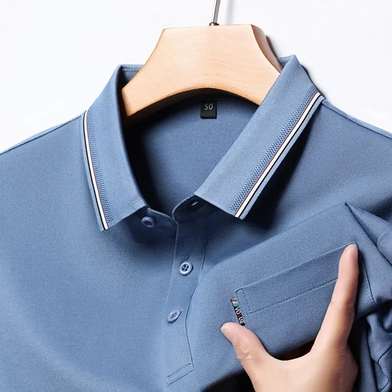 Men's Plus Size Classic Business Casual Striped Collar Polo Shirt - tif-shop24.de