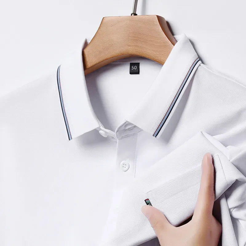 Men's Plus Size Classic Business Casual Striped Collar Polo Shirt - tif-shop24.de