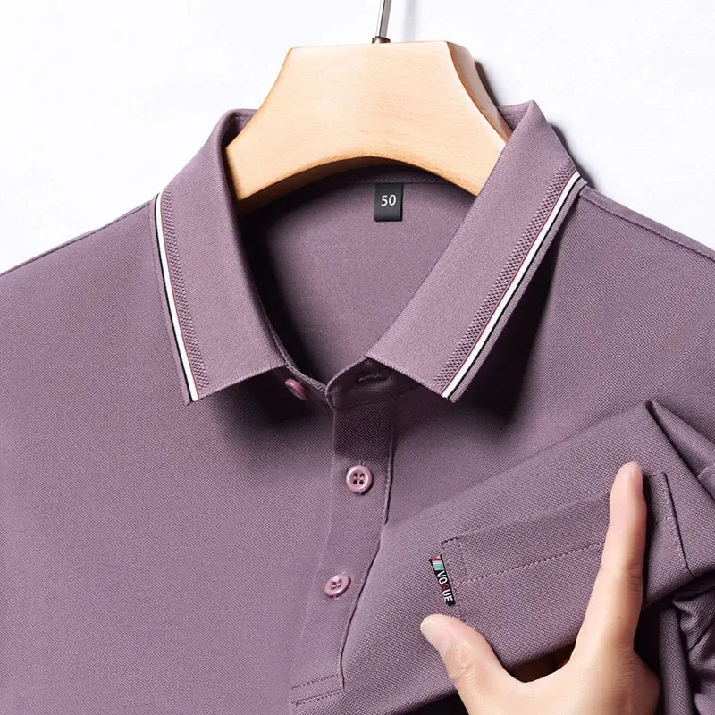 Men's Plus Size Classic Business Casual Striped Collar Polo Shirt - tif-shop24.de