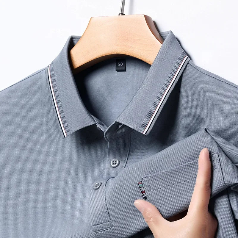 Men's Plus Size Classic Business Casual Striped Collar Polo Shirt - tif-shop24.de