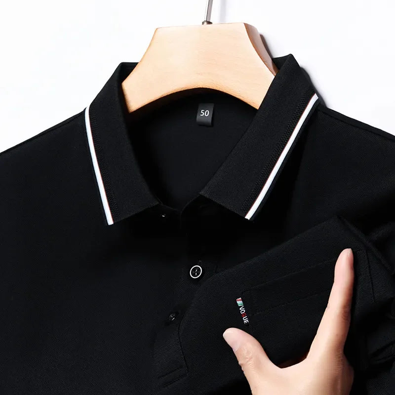 Men's Plus Size Classic Business Casual Striped Collar Polo Shirt - tif-shop24.de