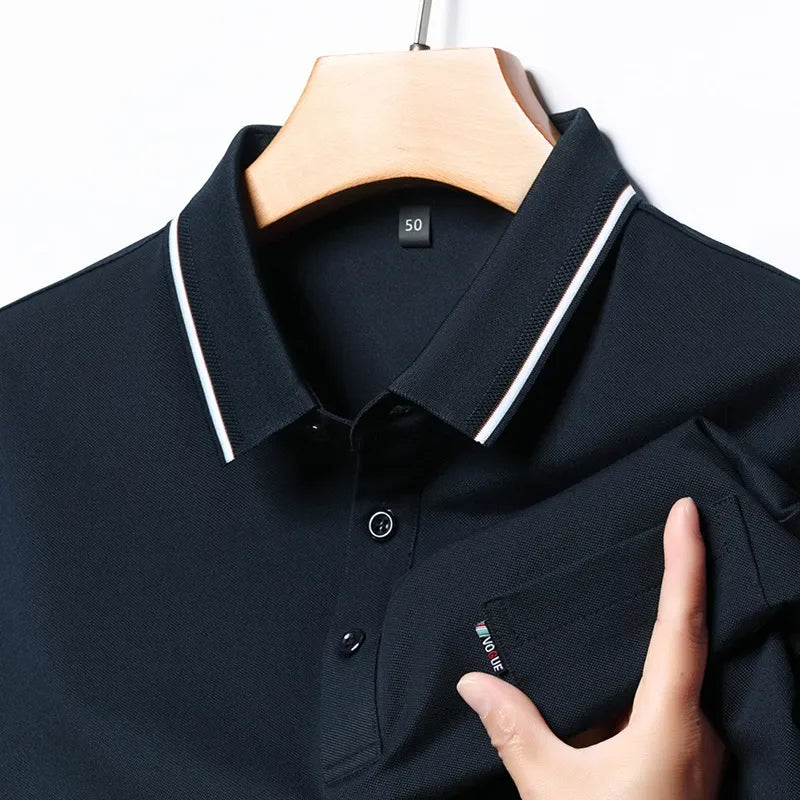 Men's Plus Size Classic Business Casual Striped Collar Polo Shirt - tif-shop24.de