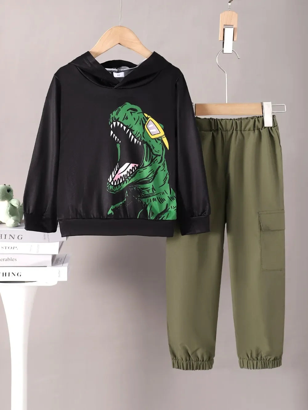 Children's Dinosaur Graphic Hoodie and Pants Set - tif-shop24.de